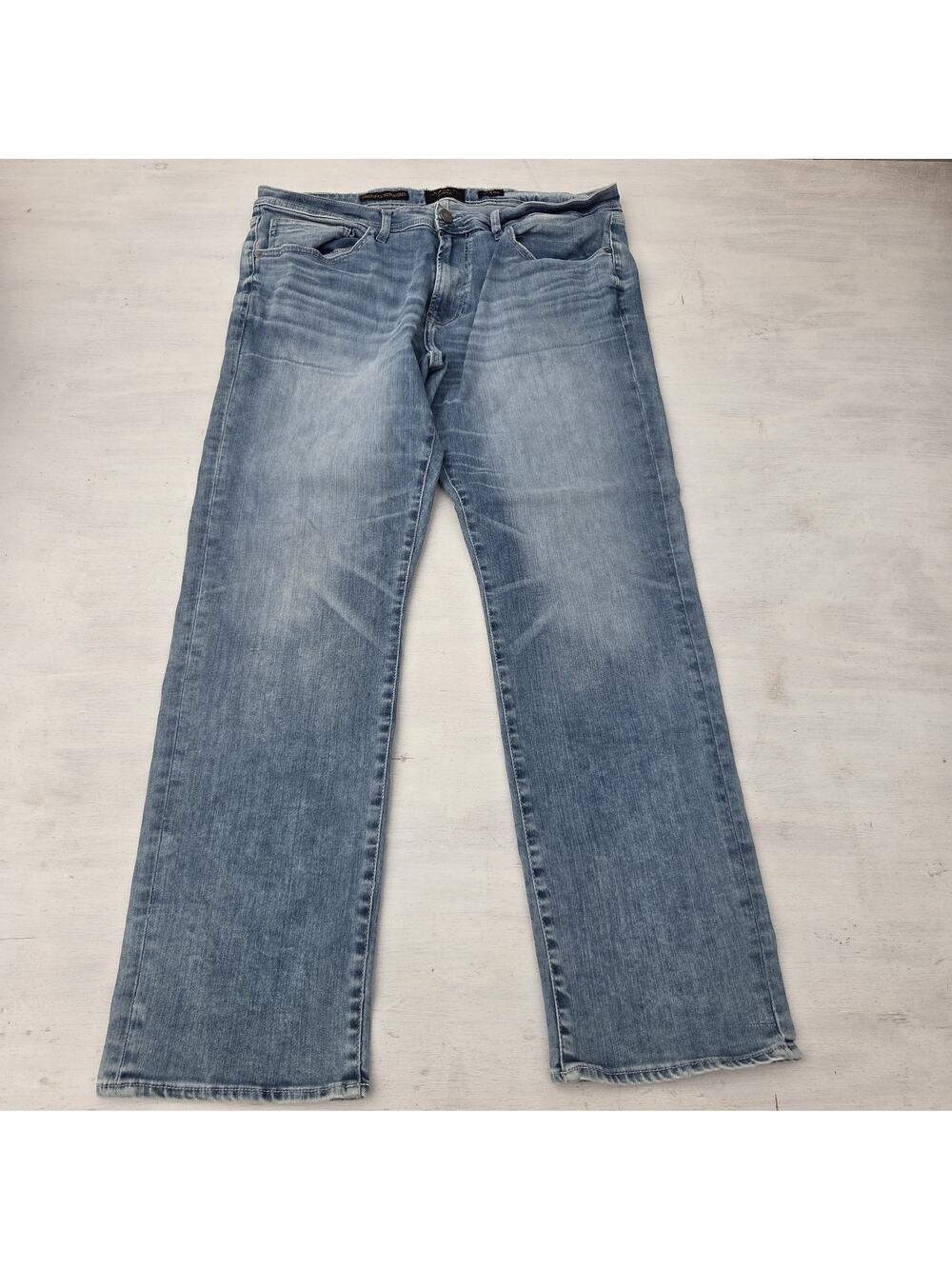 Outpost Makers Jeans Mens 36x32 Blue Original Straight Denim Stretch Distressed